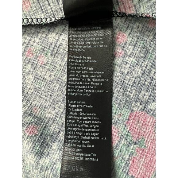 Topshop Woman’s Black Pink Floral V Neck Long Sleeve Ruffle Dress- Size 10 - Picture 7 of 13